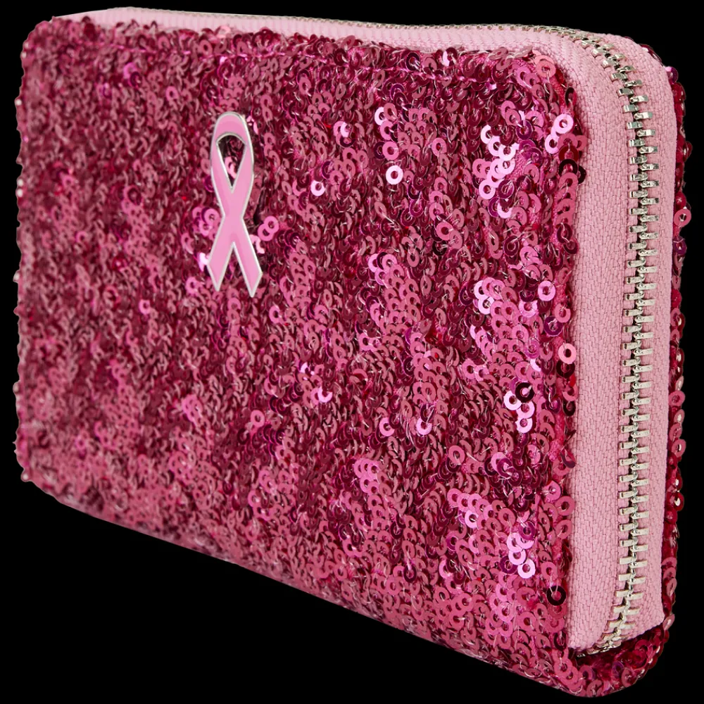 Breast Cancer Research Foundation Exclusive Pink Ribbon Sequin Zip Around Wallet Best Sale
