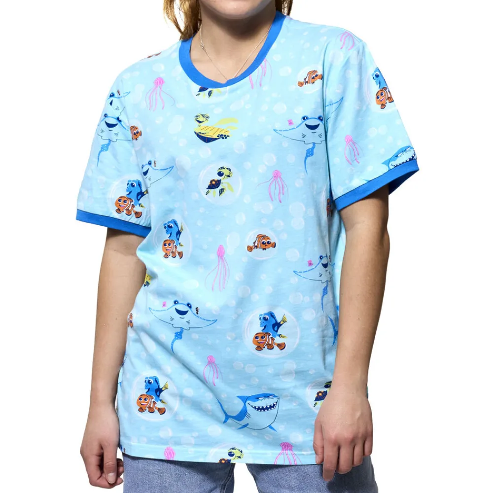 Pixar Finding Nemo 20Th Anniversary Bubbles Unisex Ringer Tee Fashion