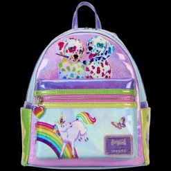 Lisa Frank Holographic Glitter Color Block Mini Backpack Discount