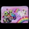 Lisa Frank Holographic Glitter Color Block Zip Around Wallet Discount