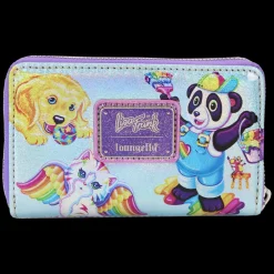 Lisa Frank Holographic Glitter Color Block Zip Around Wallet Discount