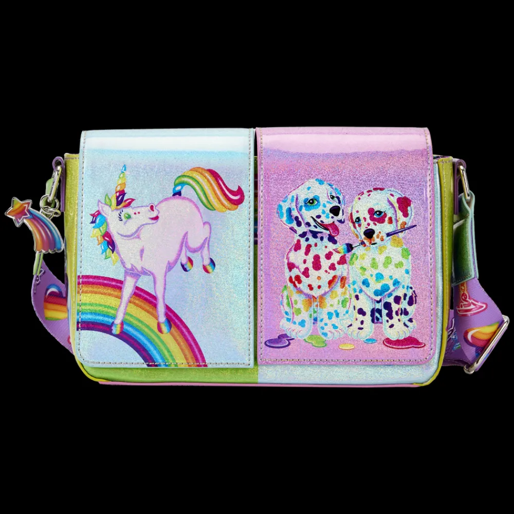 Lisa Frank Holographic Glitter Color Block Crossbody Bag Cheap
