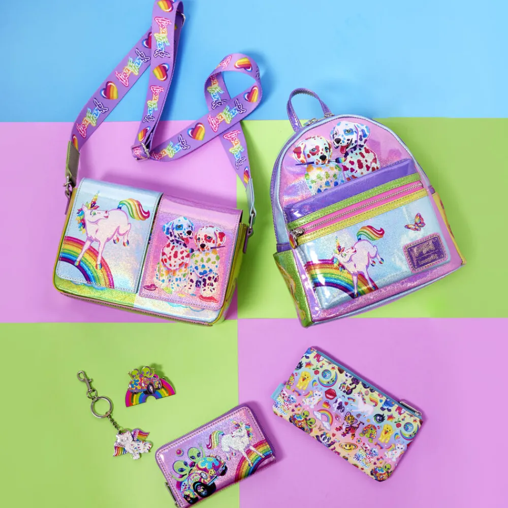 Lisa Frank Holographic Glitter Color Block Crossbody Bag Cheap