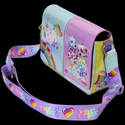 Lisa Frank Holographic Glitter Color Block Crossbody Bag Cheap