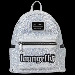 Loungefly 25Th Anniversary Logo Holographic Silver Sequin Mini Backpack Best Sale