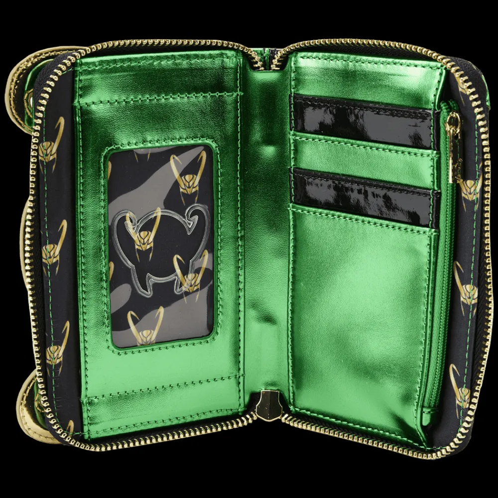 Marvel Metallic Loki Cosplay Zip Around Wallet Outlet